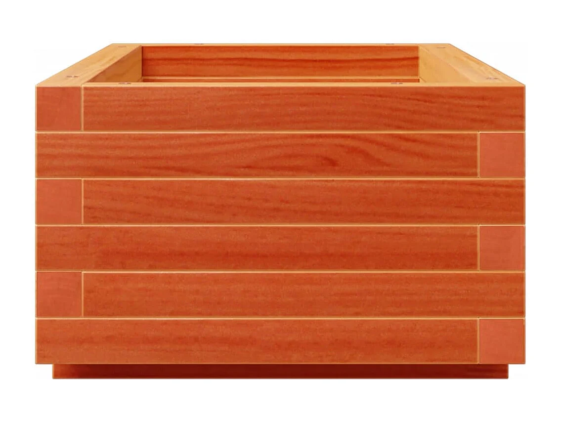 Jardinera de madera maciza de pino marrón cera 90x40x26,5 cm