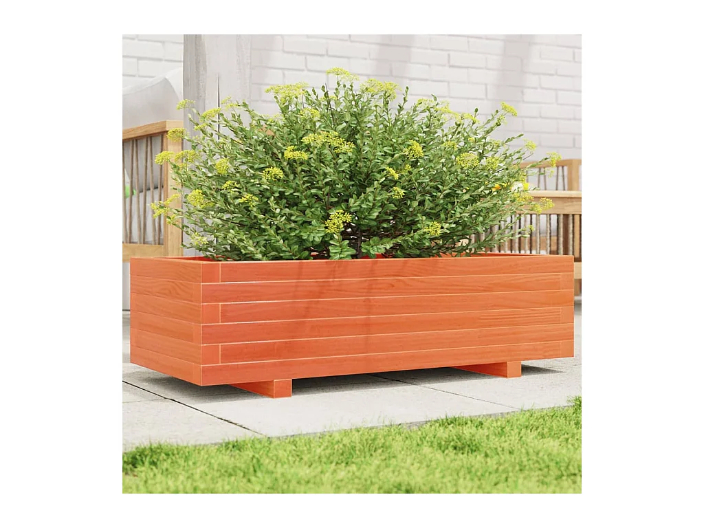 Fioriera Giardino Marrone Cera 90x40x26,5cm Legno Massello Pino