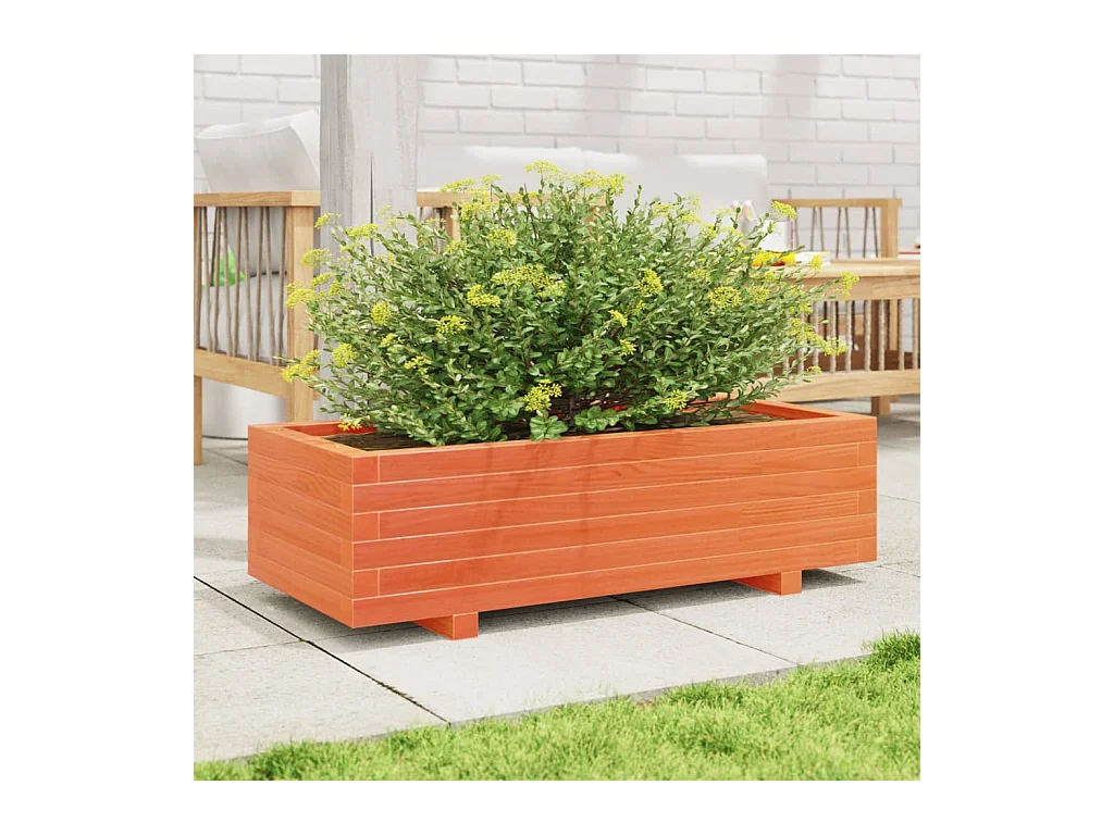 Jardinière cire marron 90x40x26,5 cm bois de pin massif
