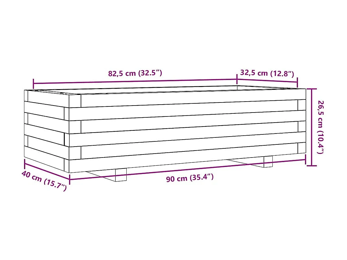 Jardinière cire marron 90x40x26,5 cm bois de pin massif
