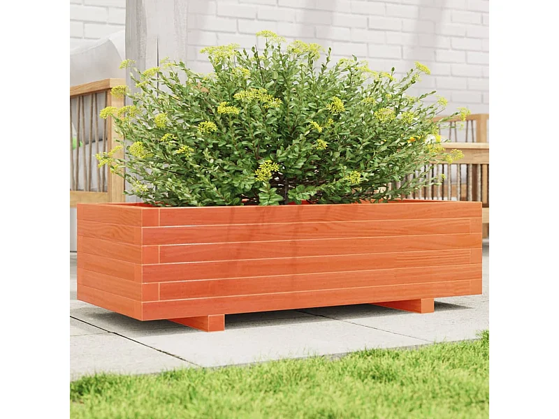 Jardinière cire marron 90x40x26,5 cm bois de pin massif