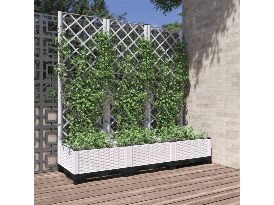 Fioriera da Giardino con Graticcio Bianco 120x40x121,5 cm PP