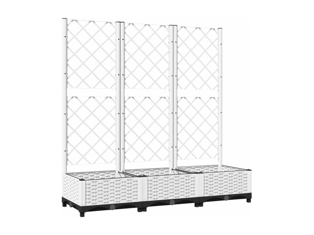Vaso/floreira jardim c/ treliça 120x40x121,5 cm PP branco