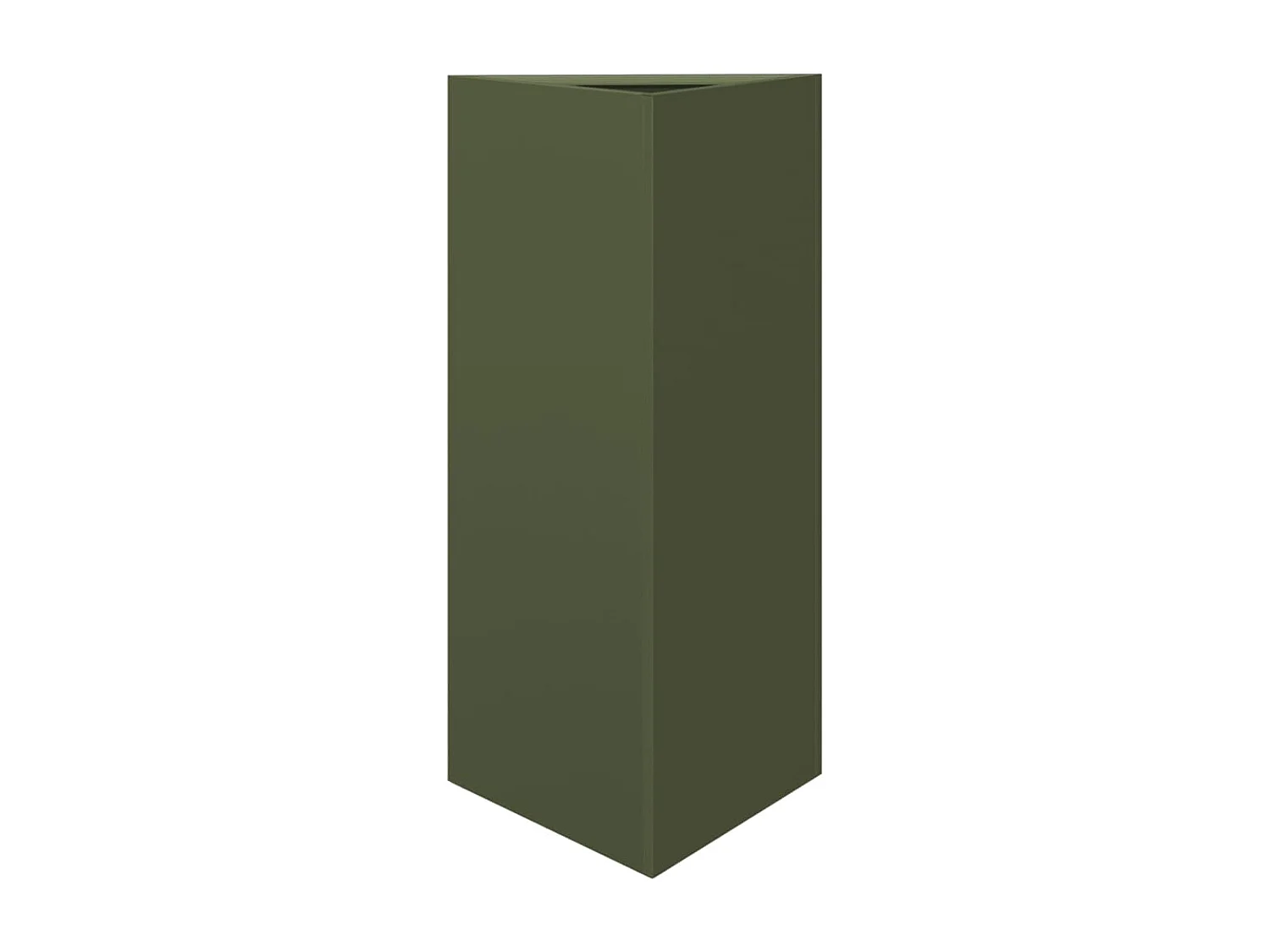 Jardinières 2 pcs vert olive triangulaire 40x34,5x70 cm acier