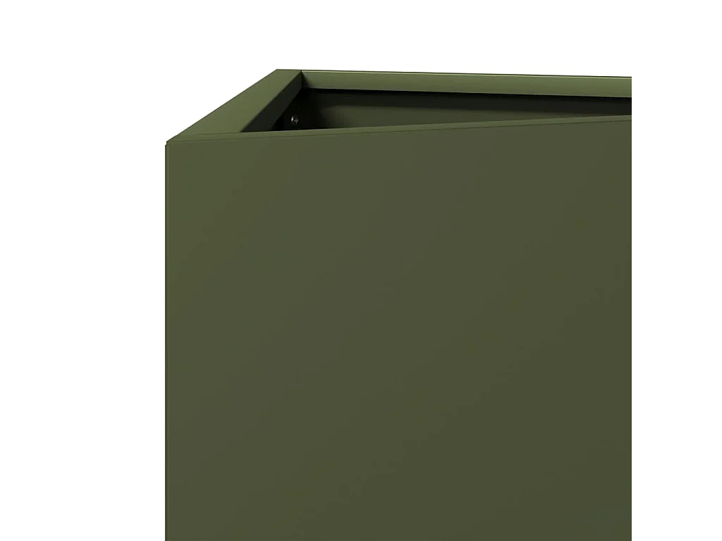 Jardinières 2 pcs vert olive triangulaire 40x34,5x70 cm acier