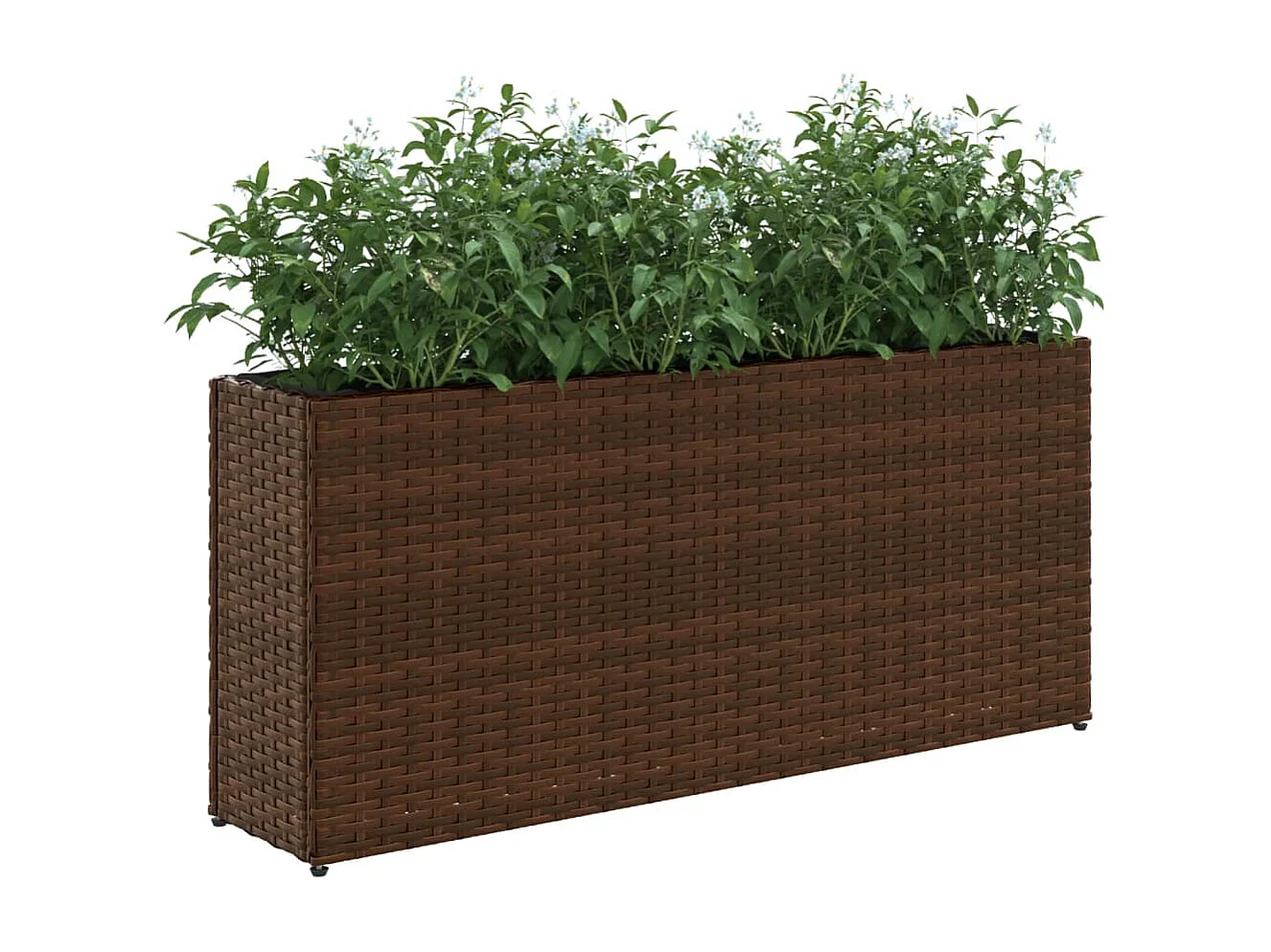 Jardinières avec 2 pots 2 pcs marron 90x20x40 cm résine tressée