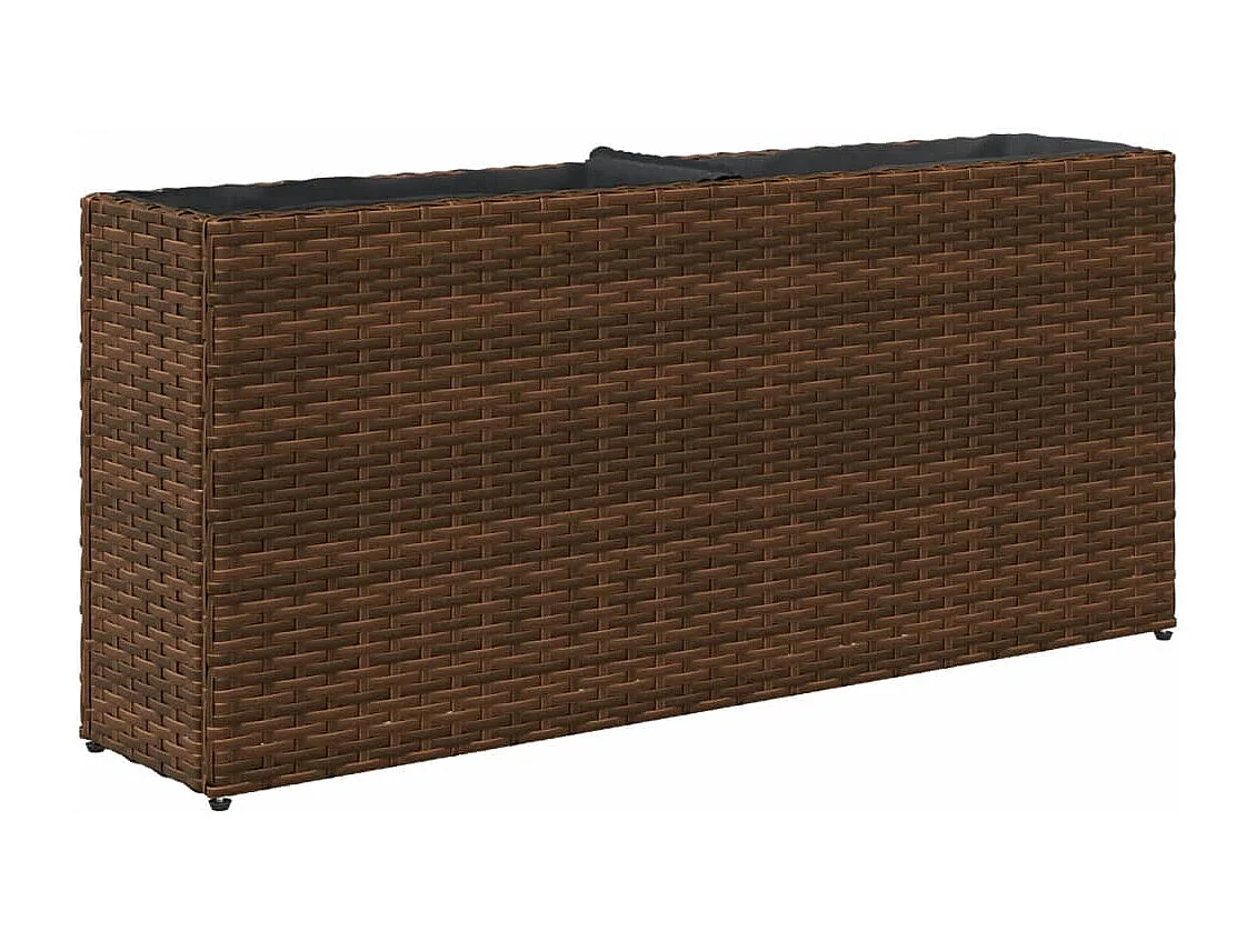 Jardinières avec 2 pots 2 pcs marron 90x20x40 cm résine tressée