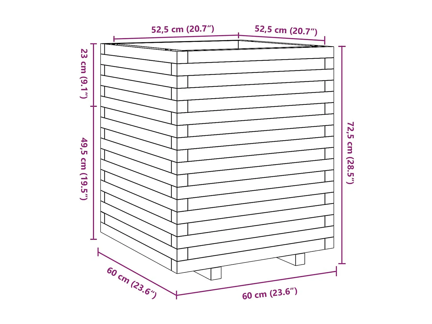 Jardinière blanc 60x60x72,5 cm bois de pin massif