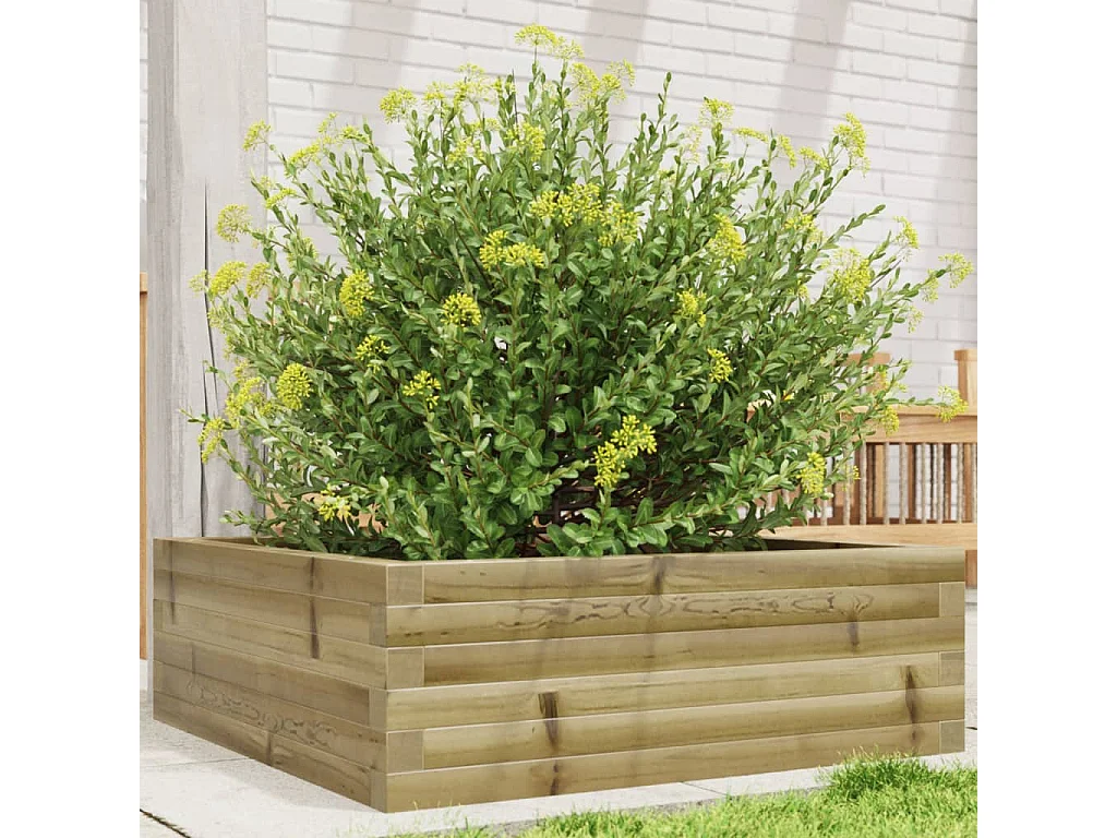 Vaso/floreira de jardim 70x70x23 cm madeira de pinho impregnada