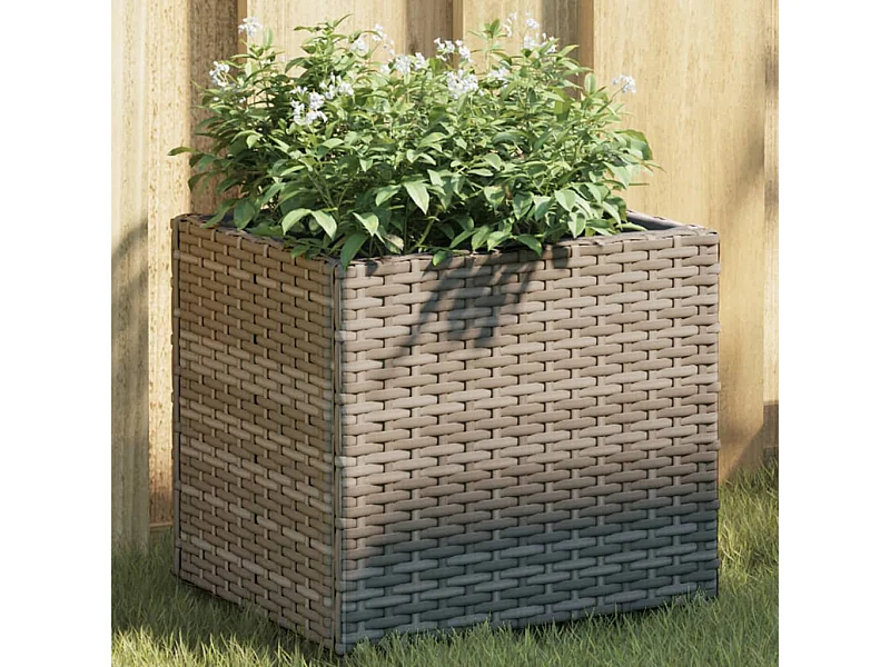 Fioriere da Giardino 2 pz Grigie 36x30x32 cm in Polyrattan
