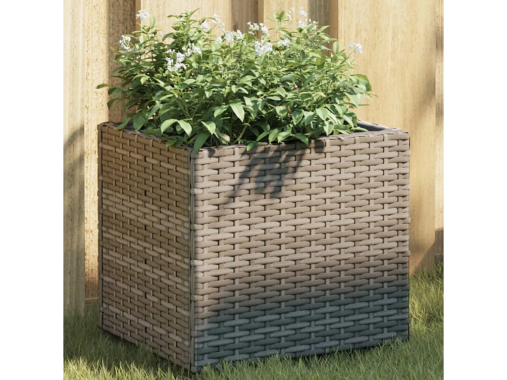 Fioriere da Giardino 2 pz Grigie 36x30x32 cm in Polyrattan