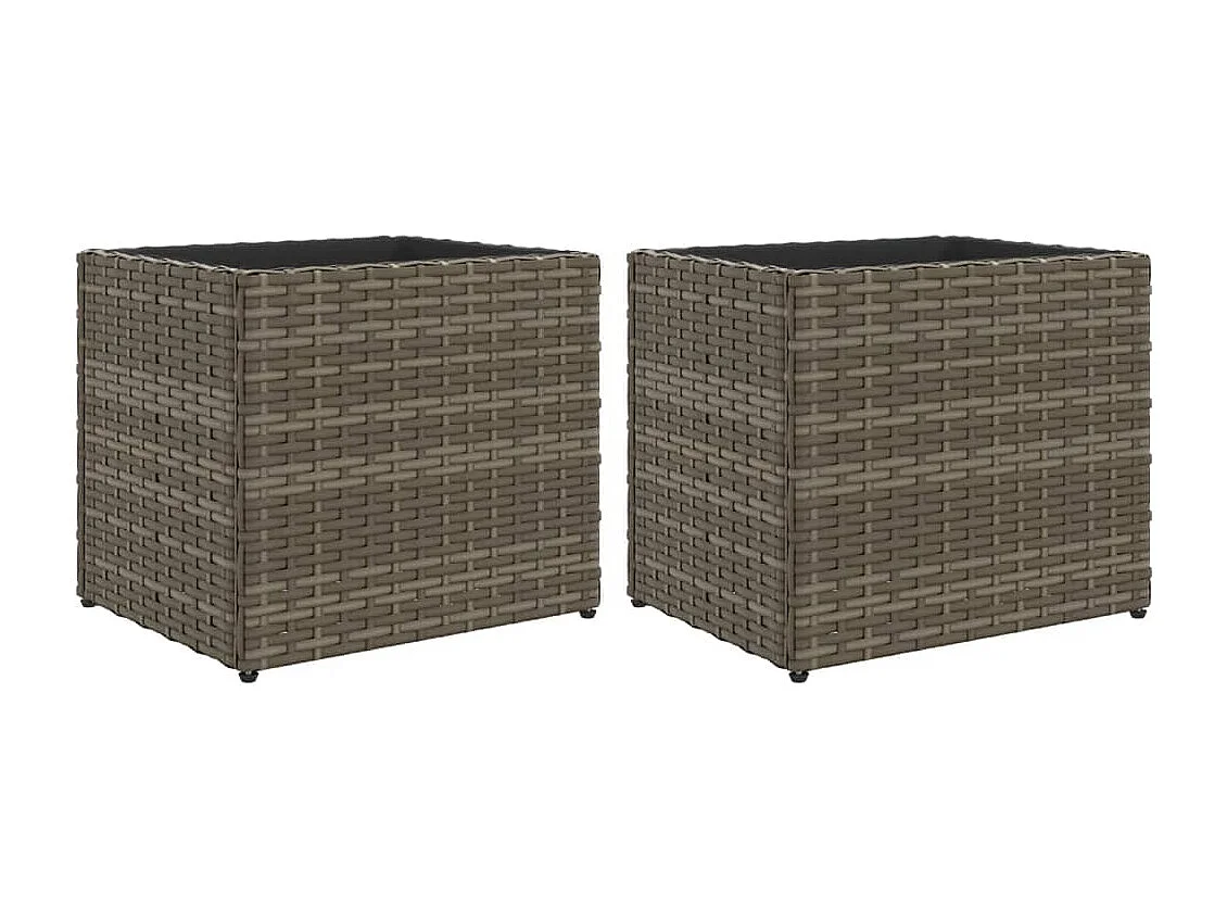 Fioriere da Giardino 2 pz Grigie 36x30x32 cm in Polyrattan