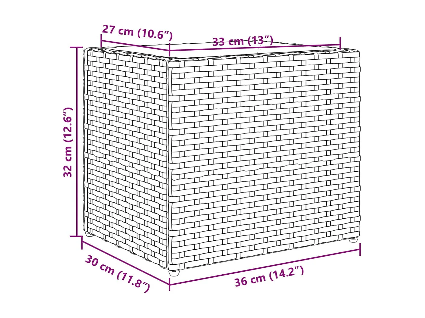 Fioriere da Giardino 2 pz Grigie 36x30x32 cm in Polyrattan