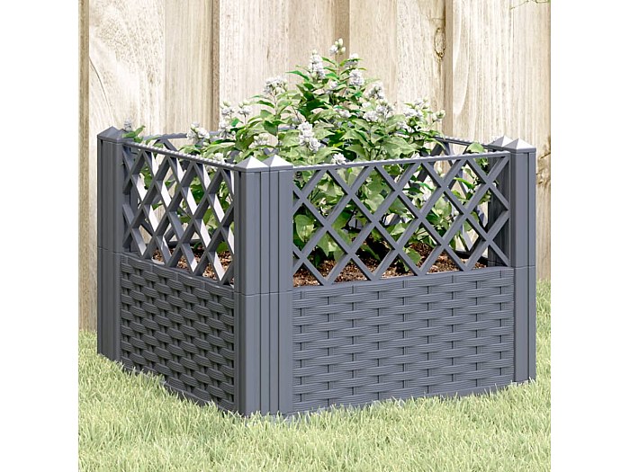 Fioriera con picchetti grigio chiaro 43,5x43,5x43,5 cm PP