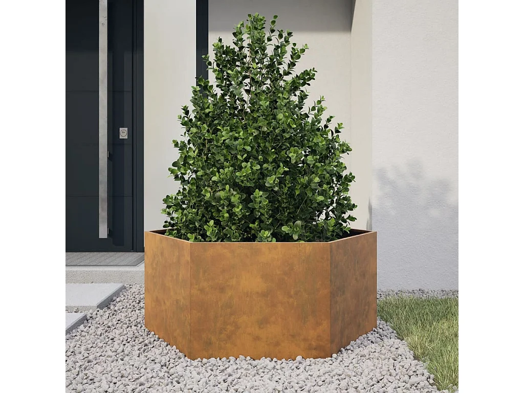 Pflanzkübel Sechseckig 104x90x45 Cortenstahl