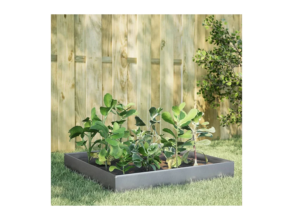 Fioriera Rialzata da Giardino 100x100x26 cm in Acciaio Zincato