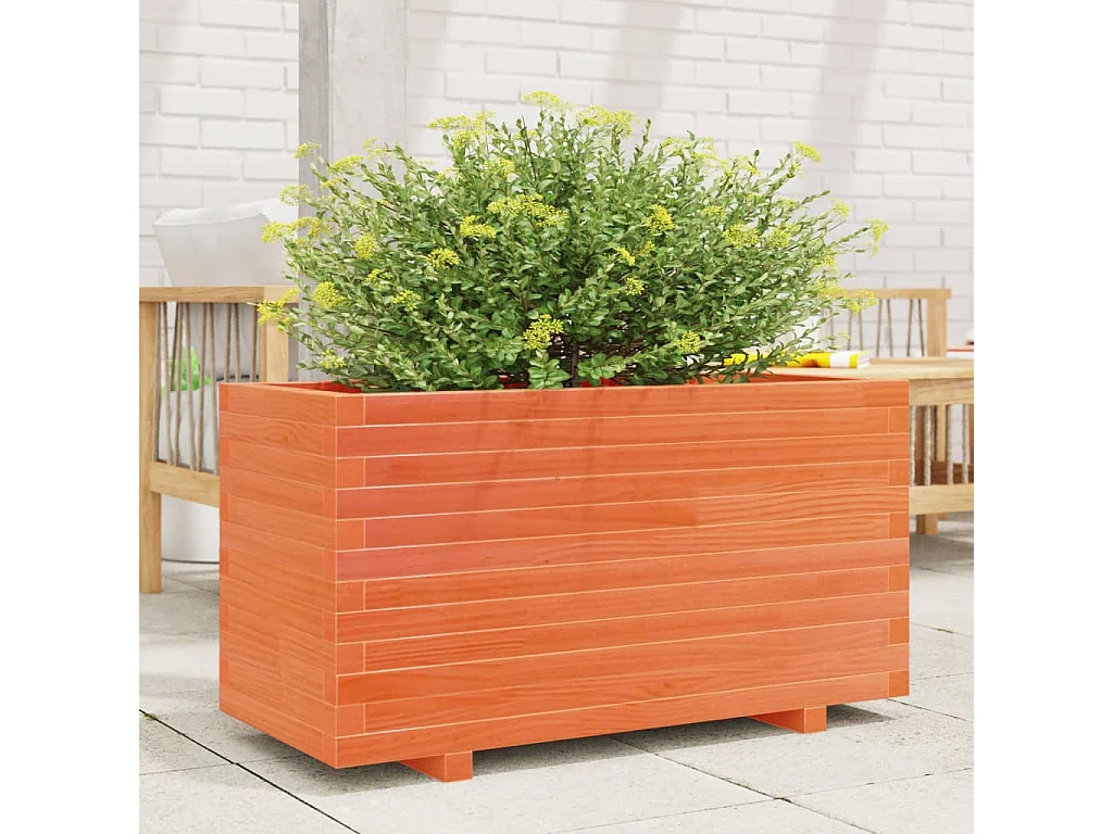 Fioriera Giardino Marrone Cera 90x40x49,5cm Legno Massello Pino