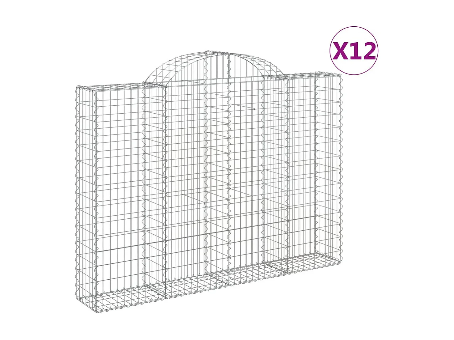 Paniers à gabions arqués 12 pcs 200x30x140/160 cm Fer galvanisé