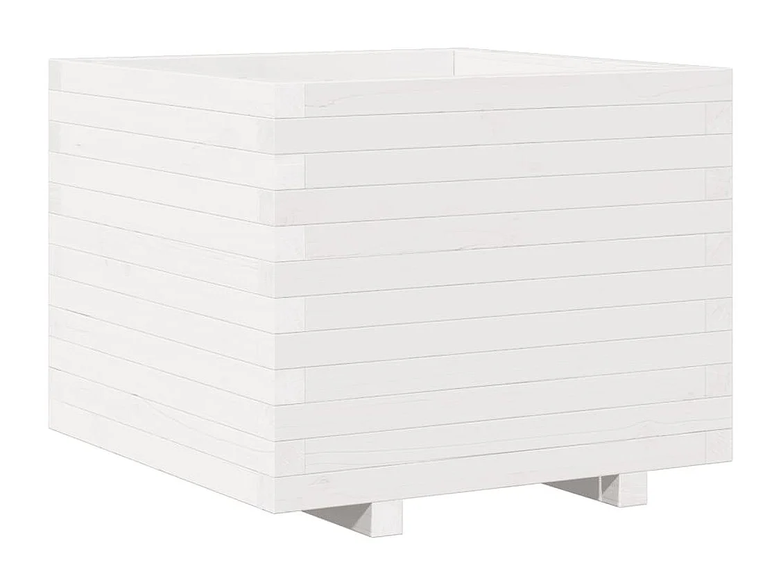 Jardinière blanc 60x60x49,5 cm bois de pin massif