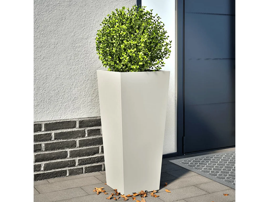 Vaso/floreira de jardim 2 pcs 35x35x75 cm aço branco