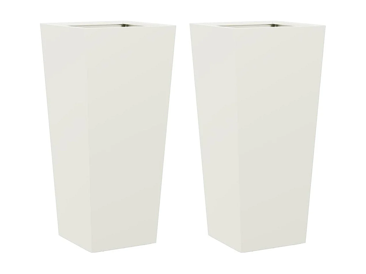 Vaso/floreira de jardim 2 pcs 35x35x75 cm aço branco
