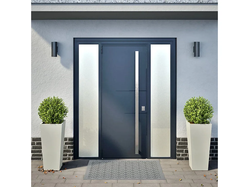 Vaso/floreira de jardim 2 pcs 35x35x75 cm aço branco