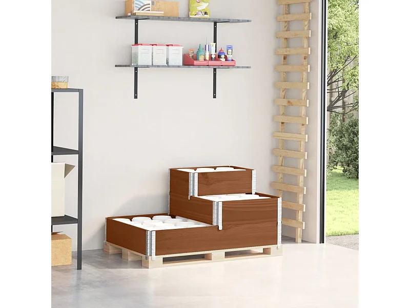 Lit surélevé à 3 niveaux marron 120x80 cm bois pin massif