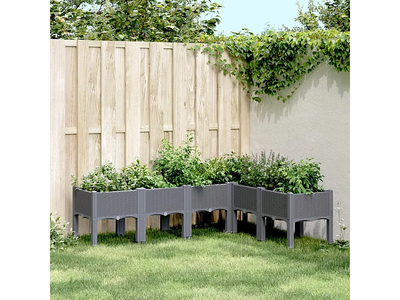 Fioriera da Giardino con Gambe Grigia 160x120x42 cm in PP