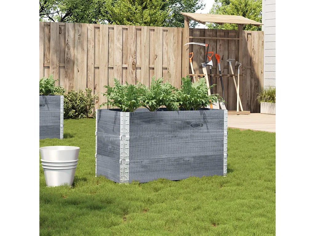 Fioriera da Giardino Grigia 40x40x78 cm Legno Massello di Pino