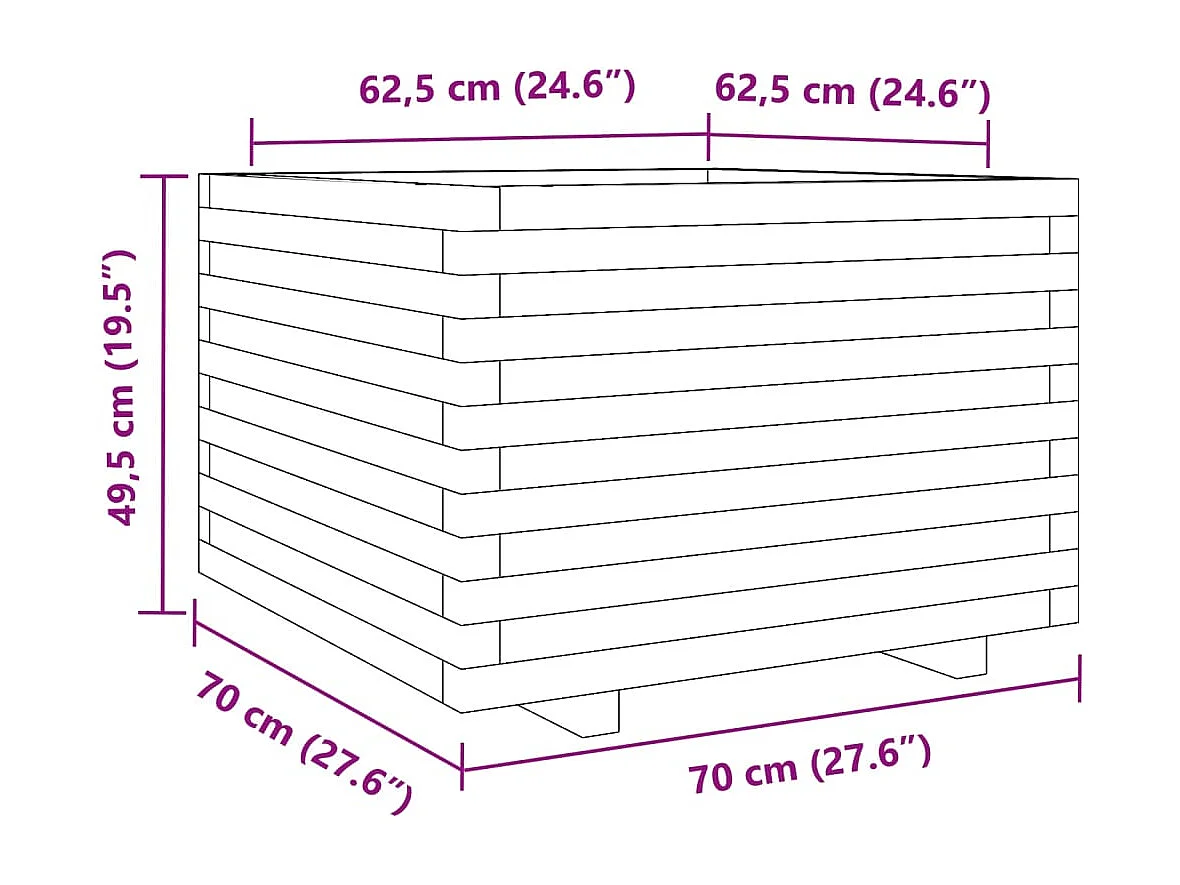 Jardinière 70x70x49,5 cm bois massif douglas