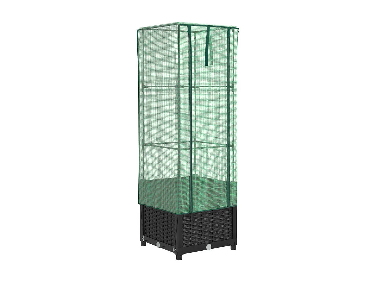 Jardinière surélevée avec housse aspect rotin 40x40x139 cm