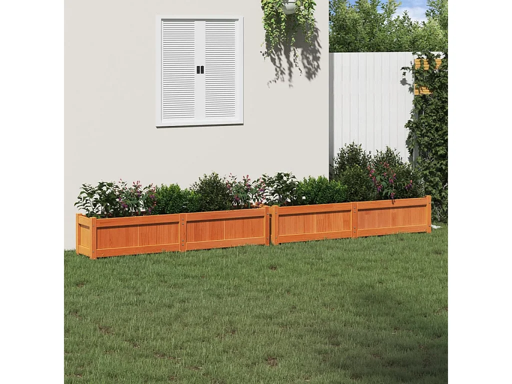 Jardinières 2 pcs cire marron bois de pin massif