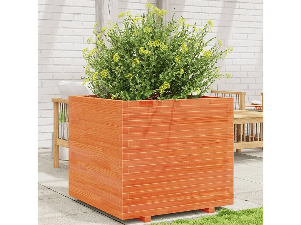 Vaso/floreira de jardim 80x80x72 cm pinho maciço castanho mel