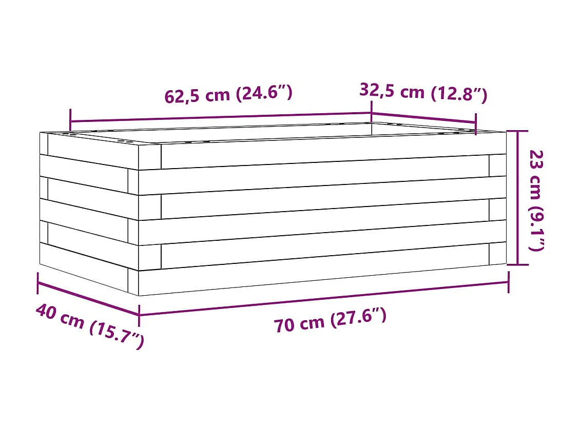 Fioriera da Giardino Bianca 70x40x23 cm Legno Massello di Pino