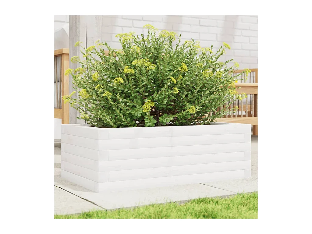 Fioriera da Giardino Bianca 70x40x23 cm Legno Massello di Pino