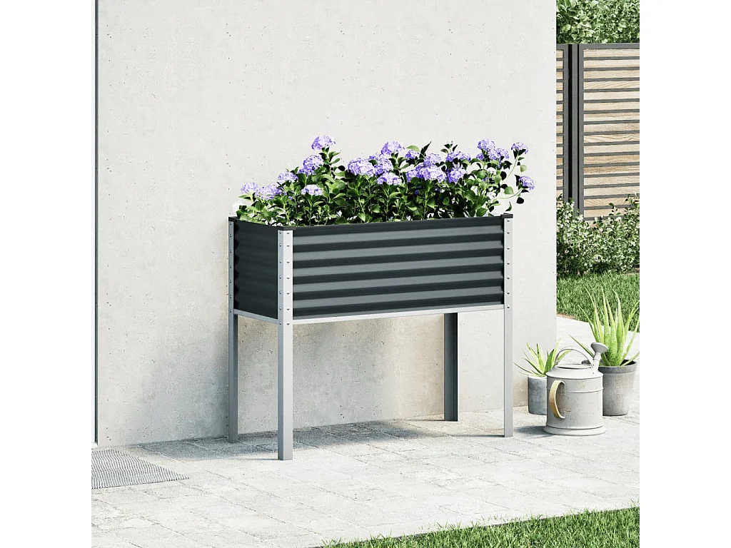 Jardinière anthracite 100x41x90 cm acier