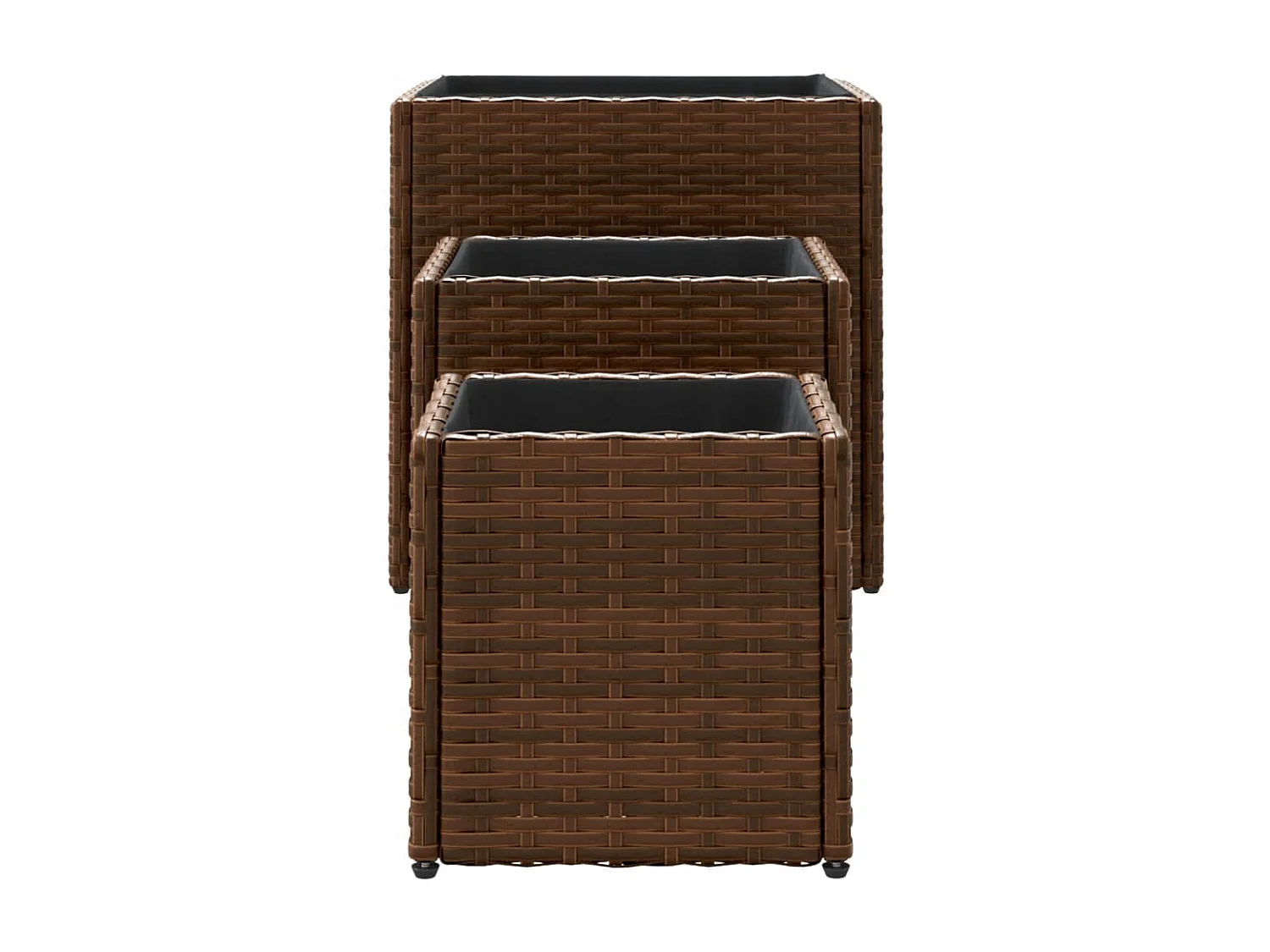 Jardinières d'extérieur 3 pcs marron résine tressée