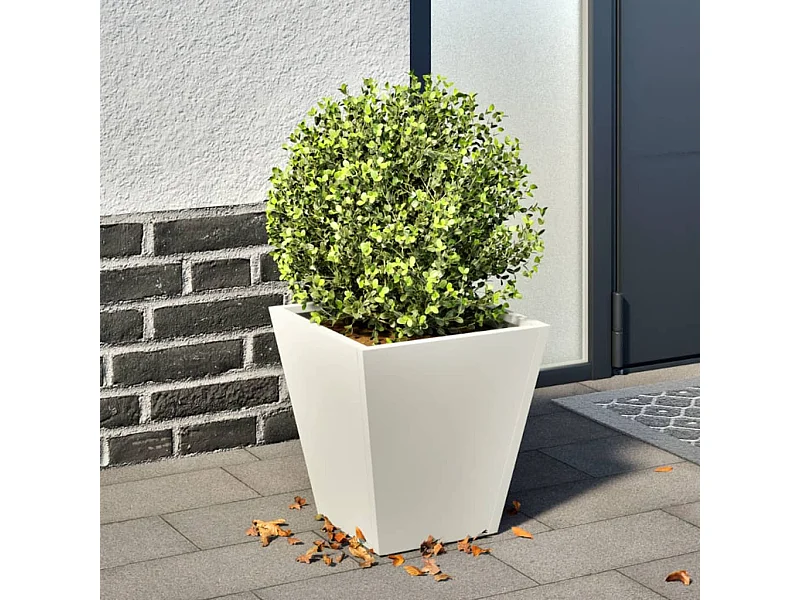 Vaso/floreira de jardim 30x30x30 cm aço branco