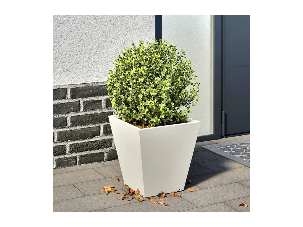 Fioriera da Giardino Bianca 30x30x30 cm in Acciaio