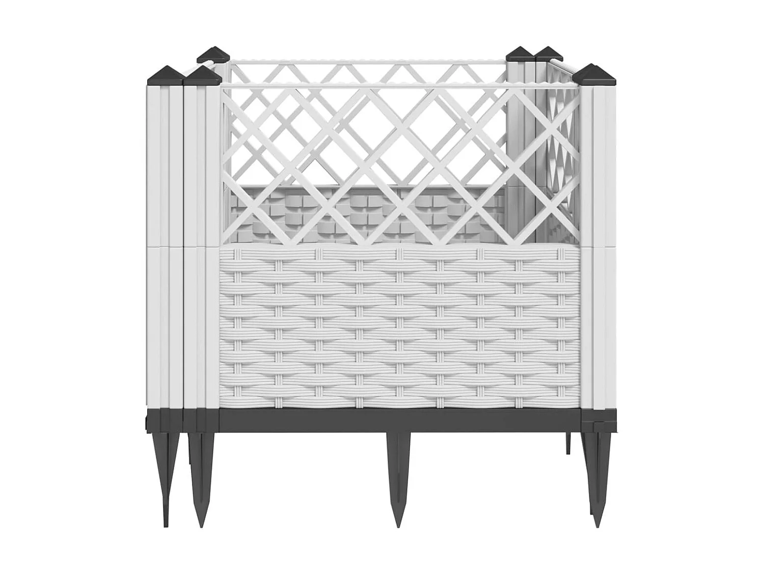 Vaso/floreira de jardim c/ estacas 43,5x43,5x43,5 cm PP branco