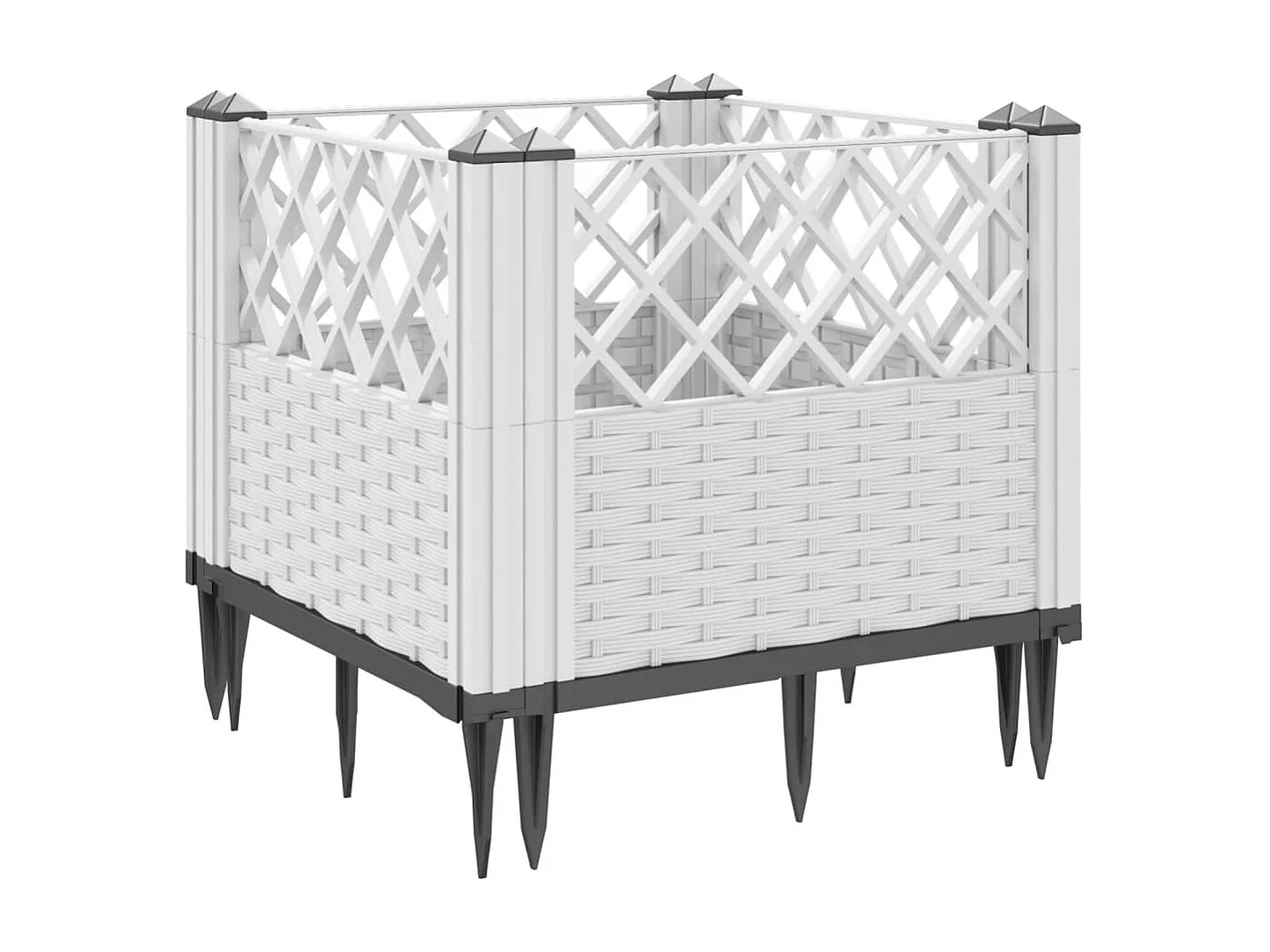 Vaso/floreira de jardim c/ estacas 43,5x43,5x43,5 cm PP branco