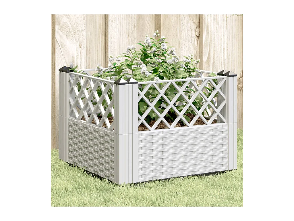 Jardinière avec piquets blanc 43,5x43,5x43,5 cm PP