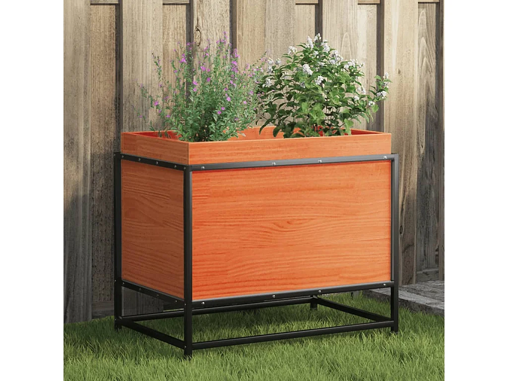 Jardinière cire marron 60x40x50 cm bois de pin massif