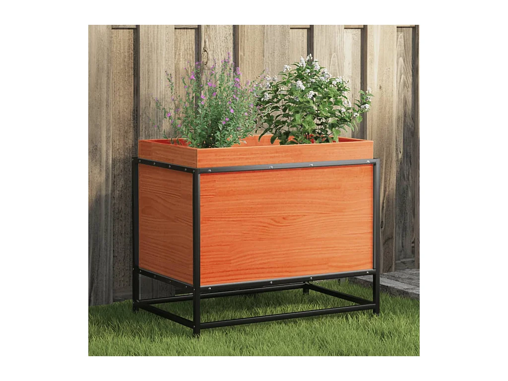 Fioriera Giardino Marrone Cera 60x50x40 cm Legno Massello Pino