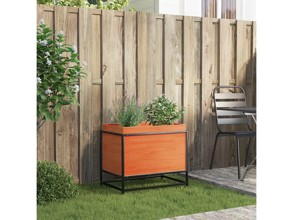 Jardinière cire marron 60x40x50 cm bois de pin massif