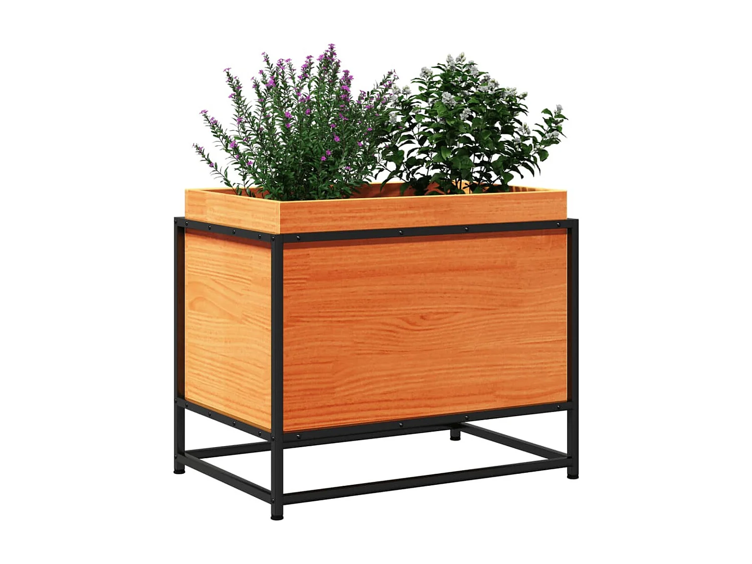 Jardinière cire marron 60x40x50 cm bois de pin massif