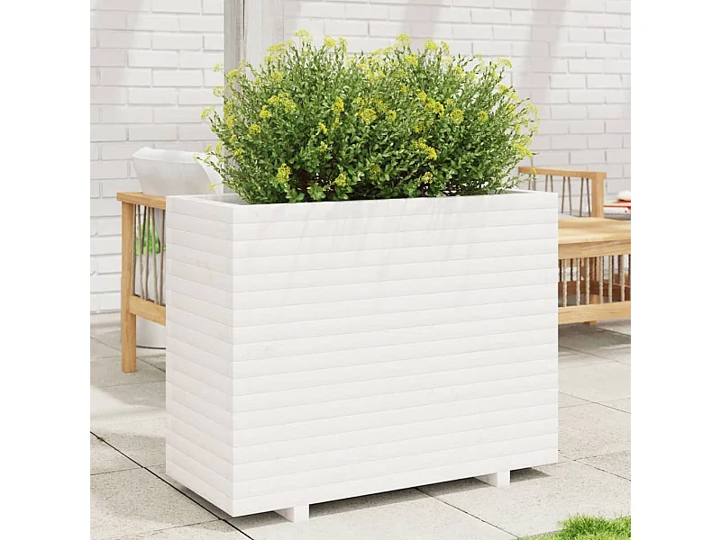 Jardinera madera maciza de pino blanco 90x40x72,5 cm