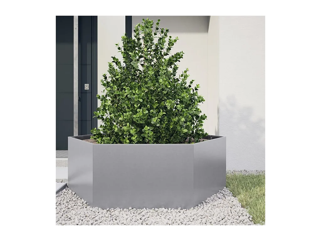 Fioriera da Giardino Esagono 138x120x45 cm in Acciaio Zincato