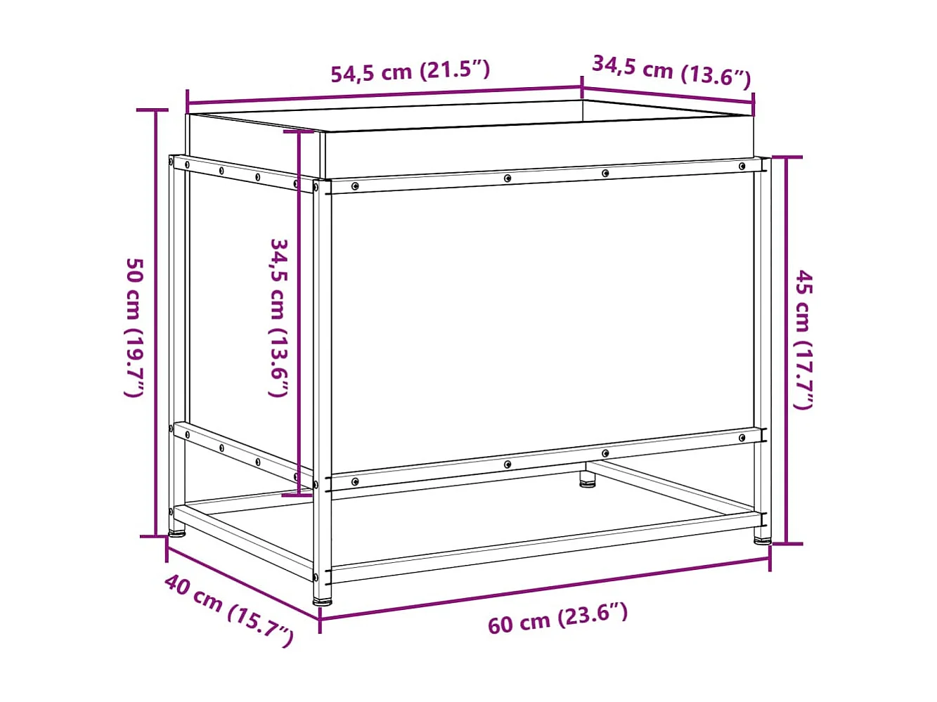 Fioriera da Giardino 60x40x50 cm in Legno di Pino Impregnato