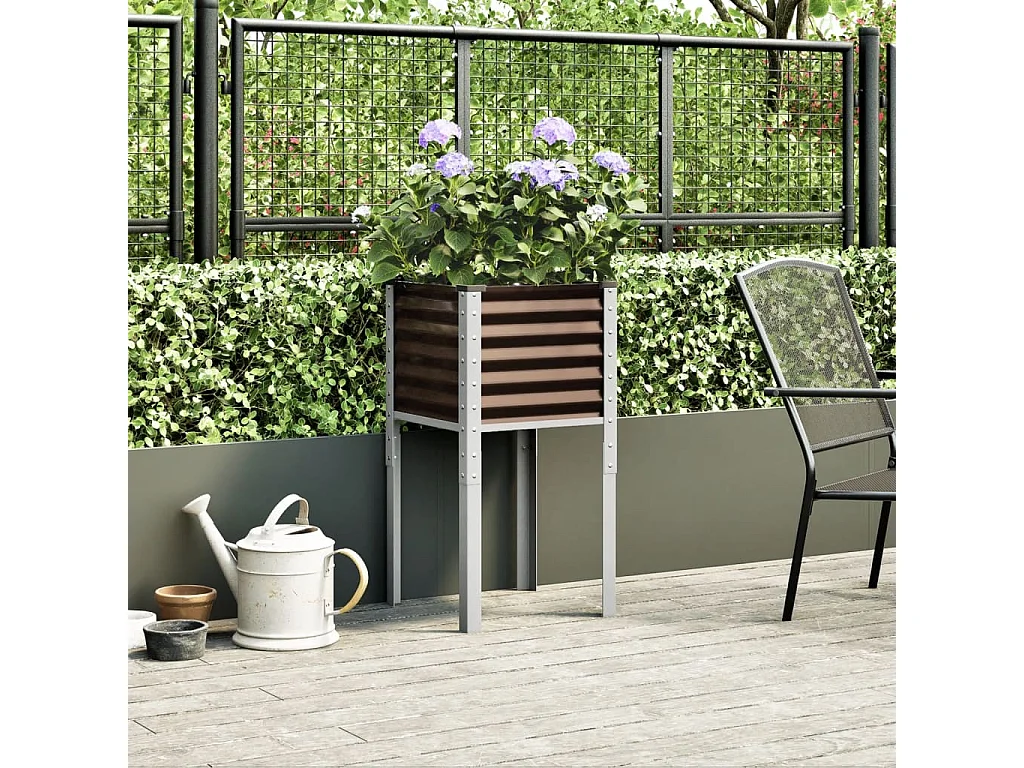 Fioriera da Giardino Marrone 45x45x88 cm in Acciaio